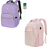 MATEIN 17 Inch Laptop Backpack, Womens Travel Laptop Backpack with RFID Pocket, Large Water Resistant College Teacher Nurse Work Bag Lightweight Daypack Computer Bagpack with USB Port, Purple & Pink