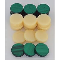 30 Acrylic Backgammon Checkers - Chips Green & Ivory 1.4 inches