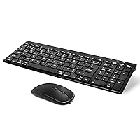 Wireless Keyboard and Mouse Combo, Bluetooth Keyboard and Mouse, Rechargeable Ultra Thin Compact Full-Size Keyboard for PC,Laptop,Mac and Windows,iOS,Chrome OS,Android Devices(Black)