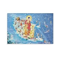 Posters Amitabha Buddha Buddhist Religious Poster Buddhist Church Decorative Wall Art Canvas Painting Posters And Prints Wall Art Pictures for Living Room Bedroom Decor 08x12inch(20x30cm) Unframe-sty