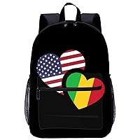 Mali US Flag Large Backpack 17Inch Lightweight Laptop Bag with Pockets Travel Business Daypack