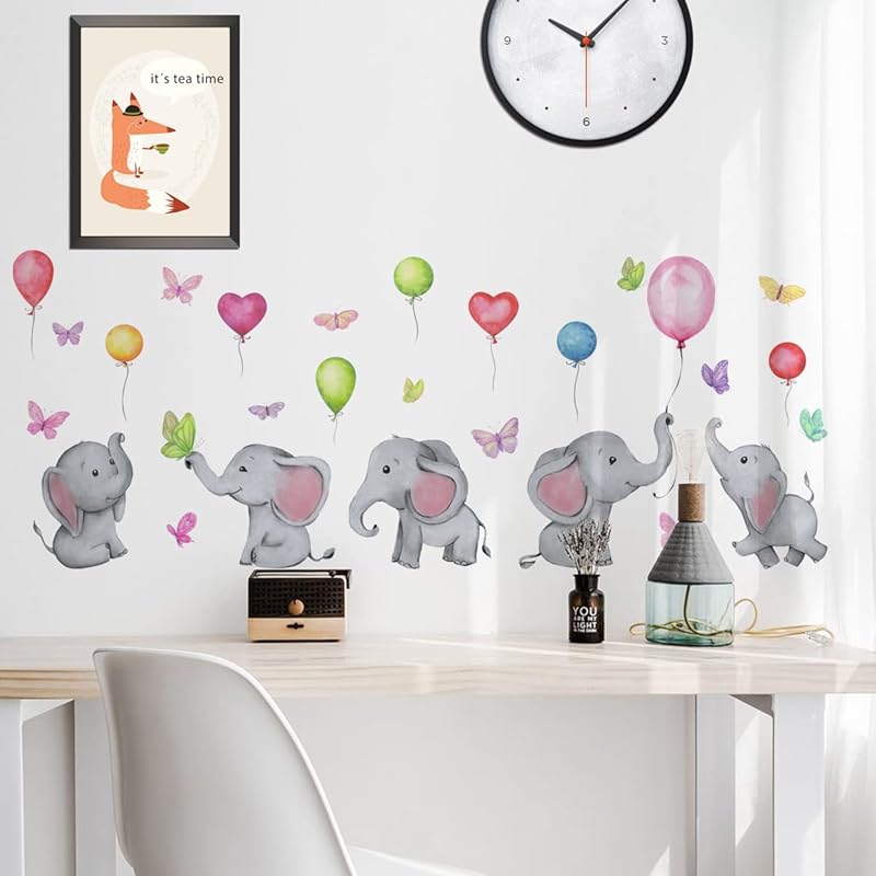 Mua Mestiker Elephant Wall Sticker Animal Cute Balloon Butterfly ...