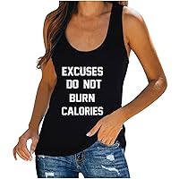 Womens Sleeveless Racerback Tank Tops Letter Print Vest Top 2024 Casual Summer Beach Camisole Shirts Active Tanks