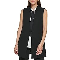 DKNY Women's Sleeveless Pleated Top with Tie Neck