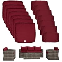 ClawsCover 14Pack Outdoor Seat and Back Cushions Replacement Covers Fit for 5 Pieces 7-Seater Wicker Rattan Patio Furniture Conversation Set Sectional Couch,Burgundy-Include Covers Only