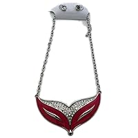 TFJ Women Silver Metal Chain Fashion Jewelry Long Necklace Pink Eye Face Mask Charm Pendant