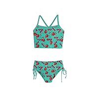 PattyCandy Little Girls Bathing Suit Avocado and Fruits Pattern Girls Tankini Swimsuit Swimwear Set Size 2-16