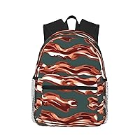 Bacon Pattern Unisex Backpack Double Shoulder Daypack,Lightweight Bag Casual Bag Travel Rucksack