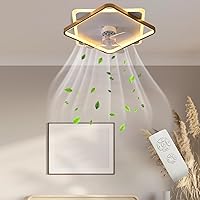 TINS Ceiling Fan with Lighting, Modern LED Ceiling Light with Fan, Remote Control, 3 Ventilation Speeds, Effortless Light Dimming, for Living Room, Bedroom, Office Gold