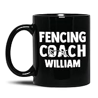Fencing Coach Coffee Mug, Fencing Cups, Custom Fencing Coach Name Mug, Cup Gift For Fencing Trainer, Fencing Teacher Ceramic Cup Gifts, Personalized Coach Pottery Cup, Black Tea Cup 11oz or 15oz