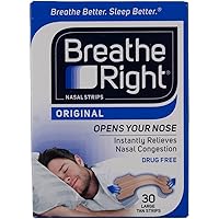 Breathe Right Nasal Strips to Stop Snoring, Drug-Free, Original Tan Large, 30 count, 2 Packages