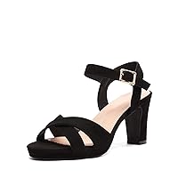 DREAM PAIRS Women’s Open Toe Ankle Strap Sparkly Strappy Chunky Heel Pump Sandals
