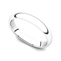 18k White Gold 3mm Classic Plain Comfort Fit Wedding Band Ring