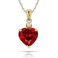 Solid 14K Beautiful Yellow Gold Heart-shaped Cubic Zirconia Pendant Necklace (12 colors)