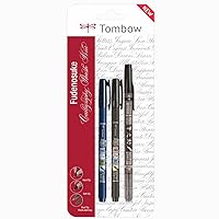 Arteza Felt Tip Pens, Set of 12 Bright Brush Tip Calligraphy Pens for Note Taking, Sketching, Cross-Hatching, and Outlining, Dye-Based Ink, smear-free