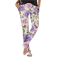 Joggers for Women Printed Elastic Waist Loose Beach Boho Palazzo Harem Pants Ladies Tracksuit Bottoms with Pockets