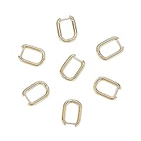 Airssory 5 Pairs 17.5x13mm Small Polished Real 18K Gold Plated Brass Oval Huggie Hoop Oval Earrings for Women Earring Jewelry Making