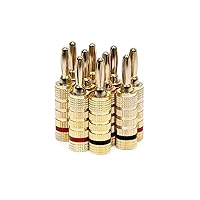 Monoprice Gold Plated Speaker Banana Plugs – 5 Pairs – Closed Screw Type, For Speaker Wire, Home Theater, Wall Plates And More