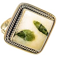 Ana Silver Co Large Green Quartz Crystal Ring Size 12.25 (925 Sterling Silver) - Handmade Jewelry, Bohemian, Vintage RING112073