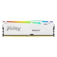 Kingston FURY Beast White RGB 32GB (2x16GB) 6000MT/s CL40 DDR5 XMP DIMM | Infrared Syncing | FURY CTRL Software | Overclocking | Plug N Play | Intel XMP 3.0 | Kit of 2 | KF560C40BWAK2-32