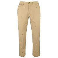 Men's Allover Polo Pony Embroidered Stretch Chino Pants 34x32
