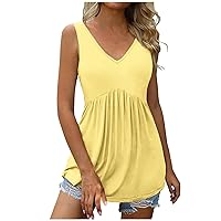 Women Flowy Tank Tops Casual Summer Tops Sexy V Neck Sleeveless Tunic Camisoles Loose Fit Summer Fashion Clothes