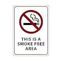 This is a Smoke Free Area Sign - ADA Compliant Digitally Printed Text Wall Sign - No Smoking in This Area Signs for Offices, Businesses, Hotels, and Restaurants - Plastic 5” x 3.5”