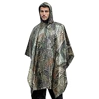 Mens Raincoat Long Black Rain Jacket Hooded Emergency Poncho Raincoat Trench Fishing Coat Rain (Camouflage-D, One Size)