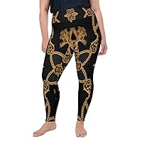 Plus Size Leggings for Women Girls Stripe Flare Gilded Gold Black Yoga Pants