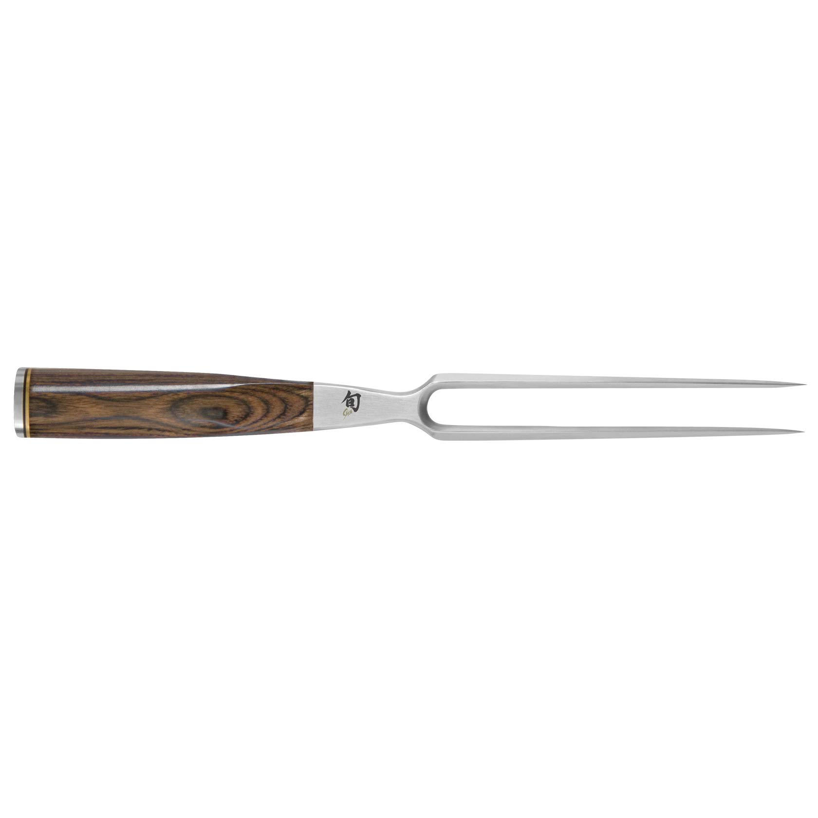Shun Premier Two-Pronged Carving Fork; Safely Slice and Carve Roasts, Ham and Poultry With a Steadying Carving Fork; Stainless Steel, 6.5-inch Tines; Beautiful Walnut-Colored PakkaWood Handle