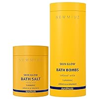 Healthy Skin Gift Set Pack of 2 Turmeric Arnica Orange Magensium Epsom Salt Bath Bombs and Bath Salt