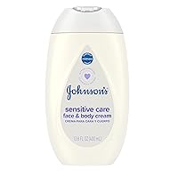 Johnson's Sensitive Care Face & Body Cream for Babies, Daily Moisturizing Baby Cream to Calm, Nourish & Comfort Dry, Sensitive Skin, Lightly Scented, No Greasy Feel, Hypoallergenic, 13.6 fl. oz