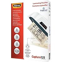 Fellowes A4 Laminating Pouches, Gloss Finish, 100 Sheets, 250 Micron (2 x 125 Micron) High Quality Finish with Image Last Directional Quality Mark - Ideal for Photos, Notices and Everyday Use