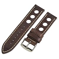 Clockwork Synergy, LLC 26mm Rally Racing 3 Hole Vintage Brown Leather Interchangeable Watch Band Strap