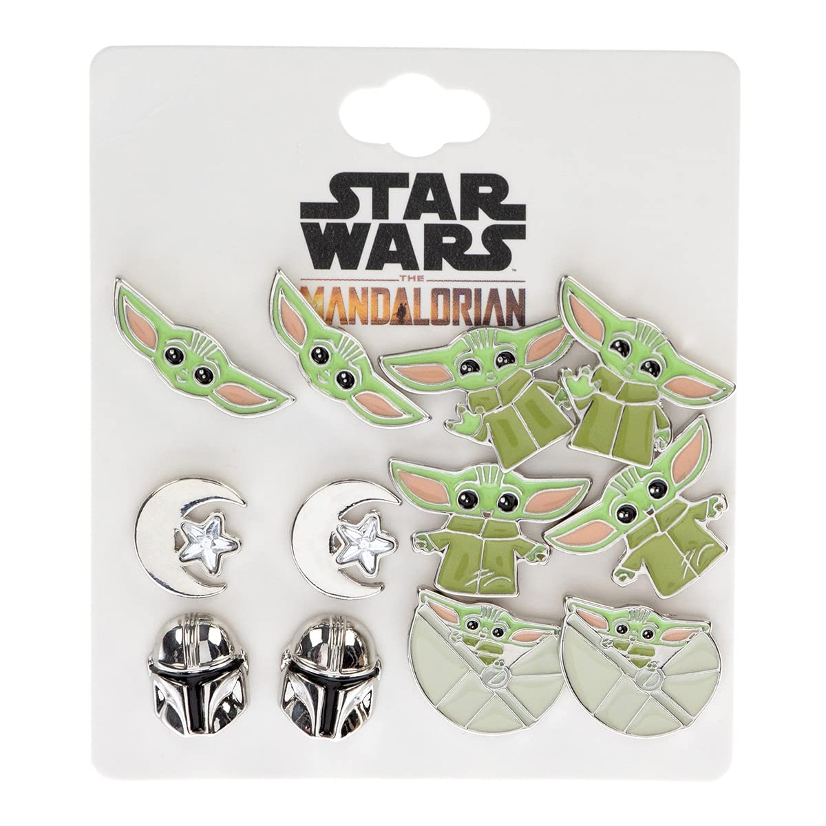Star Wars The Mandalorian Grogu Baby Yoda 6 Pack Costume Jewelry Stud Earrings Set