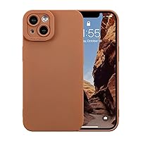 DEFBSC Compatible with iPhone 14 Plus Case, Liquid Silicone Case, Camera Protective Phone Case, Gel Rubber Full Body Protection Anti-Shock Cover Drop Protection Case, Brown