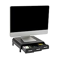 Mind Reader Monitor Stand, Laptop Riser, Desktop Organizer, Storage Drawer, Office, Plastic, 13.5