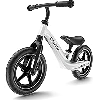 COOGHI S3 Balance Bike, 1-Piece Magnesium Alloy Frame Toddler Bike, Lightweight Sport Training Bicycle with 12” Rubber Foam Tires, Adjustable Handlebar & Seat for Kids Ages 2-6 Years Old
