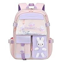 Kawaii Backpack, Cute Bunny Backpack Aesthetic Backpack (Pink Large)