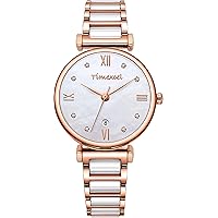 Ladies Classic Rosegold Dress Minimalist Casual Stainless Steel Ceramic Bracelet Quartz Calendar Watches for Women