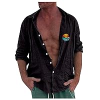 Men's Long Sleeve Shirt Button Down Vintage Bowling Shirts Hawaiian Casual Printed Beach Shirt Summer Top