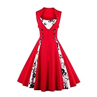 Womens 1950s Retro Rockabilly Prom Cocktail Swing Dress Floral Halter Audrey Hepburn 50's 60's Tea Party Costume Gown