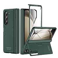for Samsung Galaxy Z-Fold-5 Case: [Hidden Kickstand][Wireless Charging] Slim Hinge Protection Lightweight Stand Case with Screen Protector- Protective Phone Cover for Samsung Z Fold 5 5G 2023 Green