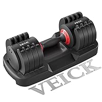 VEICK Adjustable Dumbbell, 25lb Dumbbell for Men and Women, Fast Adjust Weight by Turning Handle, Black Dumbbell with Tray Suitable for Home Gym Full Body Workout Fitness