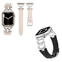 Wearlizer Leather Band Compatible with Apple Watch Band Women 41mm 40mm 38mm 44mm 45mm 42mm 49mm Ultra 2, Dressy Fancy Leather Strap for iWatch Bands Series 9 8 7 6 5 4 3 2 1 SE