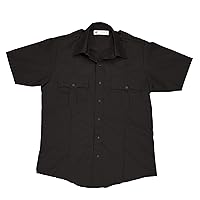 Men's Short Sleeve Police Shirt | 100% Polyester | Stain Repellent Uniform Apparel Black