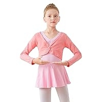Daydance Girl's Dance Crop Tops Ballet Wrap Shrug Sweater Long Sleeve