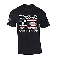 Mens Trump Tshirt Distressed Flag We The People Stand with Trump Patriotic Short Sleeve T-Shirt
