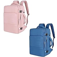 Carry-ons Backpack (Pink+Dark Blue), Travel Backpack for Women Airline Approved, Large Waterproof College Backpack, Business Work Hiking Casual Daypack Bag, Fits 16