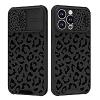 for iPhone 14 Pro Case with Slide Camera Cover Cute Black Leopard Cheetah Print Design for Women Men Anti-Scratch Hard PC Shockproof Protective Phone Case Cover for iPhone 14 Pro 6.1 Inch